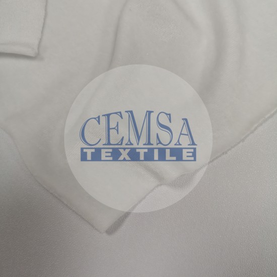 Velour Fabric 65% Bamboo 15% Cot 20% Pes | White 1-1348 Cemsa Textile
