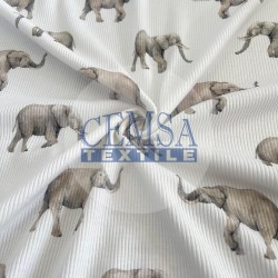 Printed 2x2 Kashkorse Fabric 94% Cot 6% Ea | Elephant Printed 2x2 Kashkorse Fabric 94% Cot 6% Ea | Elephant