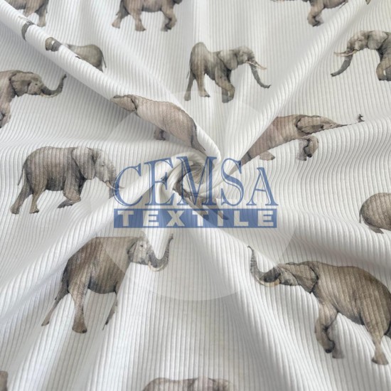 2*2 Printed Kashkorse K-elephant Printed 2x2 Kashkorse Fabric 94% Cot 6% Ea | Elephant
