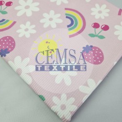 Printed 2x2 Kashkorse Fabric 94% Cot 6% Ea | Strawberry