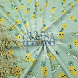 Printed 2x2 Kashkorse Fabric 94% Cot 6% Ea | Pineapple