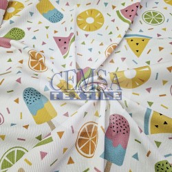 Printed 2x2 Kashkorse Fabric 94% Cot 6% Ea | Ice Cream