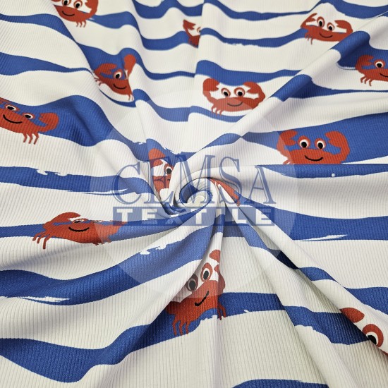 Printed 2x2 Kashkorse Fabric 94% Cot 6% Ea | Crab Cemsa Textile