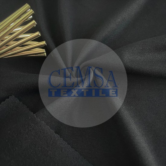 1*1 Rib Fabric Soft Brushed 48% Cot 48% Pes 4% Ea | Black Cemsa Textile