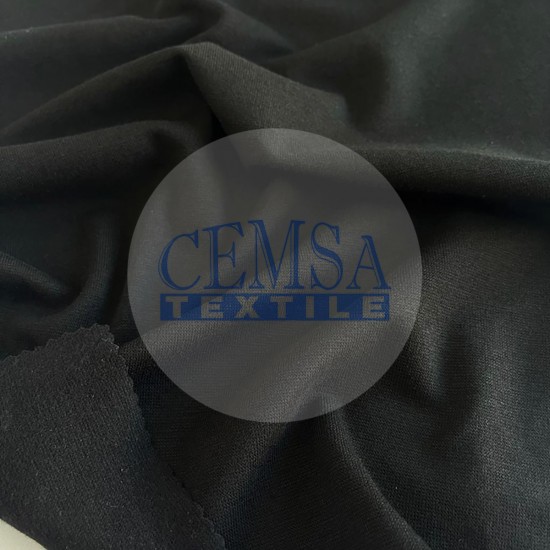 1*1 Rib Fabric Soft Brushed 48% Cot 48% Pes 4% Ea | Black Cemsa Textile