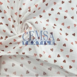 Printed Crinkle Double Gauze 100% Cotton | Hearts
