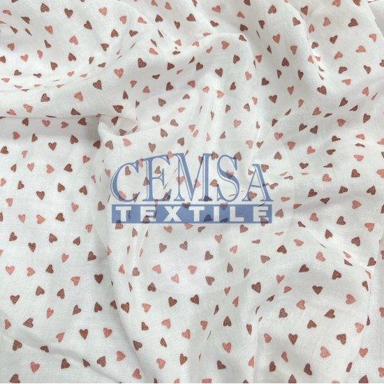Printed Crinkle Muslin 2CHEARTS Printed Crinkle Double Gauze | 100% Cotton | Hearts