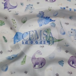 Printed Muslin | 100% Cotton | Baby Dinosaur