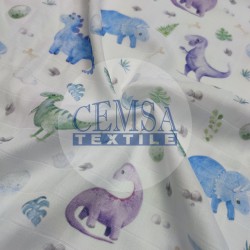 Printed Muslin | 100% Cotton | Baby Dinosaur