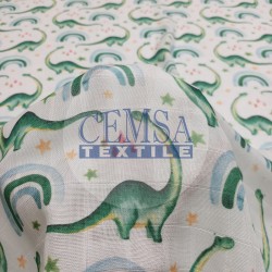 Printed Muslin | 100% Cotton | Dinosaur & Rainbow