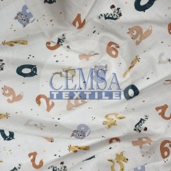 Printed Muslin | 100% Cotton | Animal Figure Number