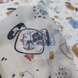 Printed Muslin | 100% Cotton | Cute Dogs