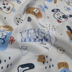 Printed Muslin | 100% Cotton | Cute Dogs