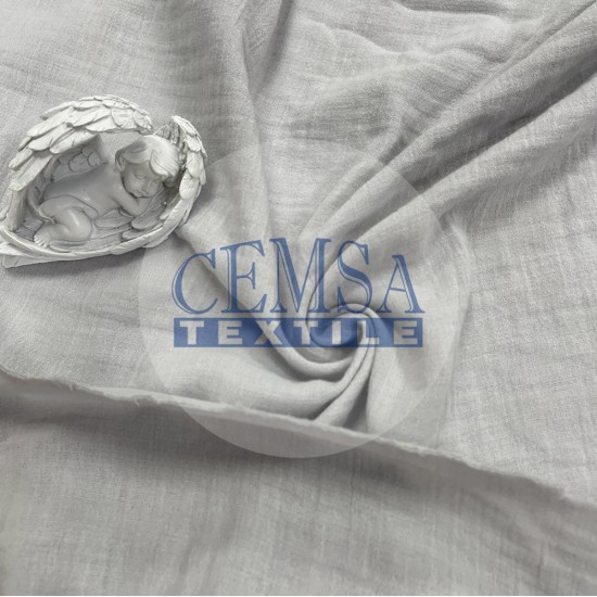 Crinkle Double Gauze 100% Cotton | LIGHT GREY | 2C13 Cemsa Textile