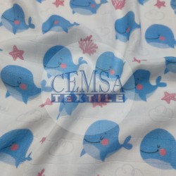 Printed Muslin | 100% Cotton | Blue Whale