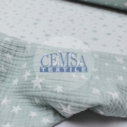 Jacquard Multi Muslin | 100% Cotton | Green Stars Jacquard Multi Muslin | 100% Cotton | Green Stars