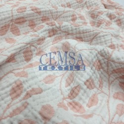 Jacquard Multi Muslin | 100% Cotton | Leaf Coral Jacquard Multi Muslin | 100% Cotton | Leaf Coral