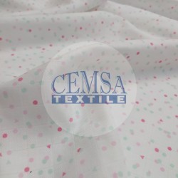 Printed Bamboo Muslin 70% Bamboo 30% Cotton | Colorful Little Shape Printed Bamboo Muslin 70% Bamboo 30% Cotton | Colorful Little Shape