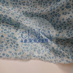 Printed Bamboo Muslin 70% Bamboo 30% Cotton | Blue Leopard Printed Bamboo Muslin 70% Bamboo 30% Cotton | Blue Leopard