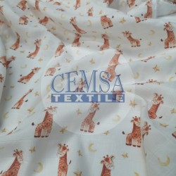 Printed Muslin | 100% Cotton | Little Giraffe
