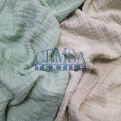 Multi Muslin | 100% Cotton | Green- Ekru Multi Muslin | 100% Cotton | Green- Ekru