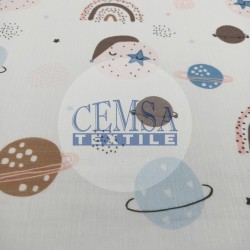 Printed Crinkle Muslin | 100% Cotton | Moon