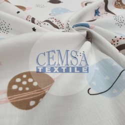 Printed Crinkle Muslin | 100% Cotton | Moon