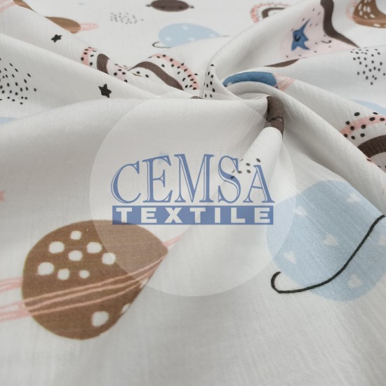 Printed Crinkle Muslin | 100% Cotton | Moon Cemsa Textile