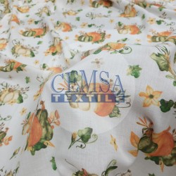 Printed Crinkle Muslin | 100% Cotton | Pumpkin