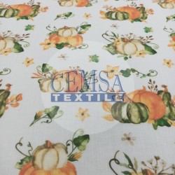 Printed Crinkle Muslin | 100% Cotton | Pumpkin