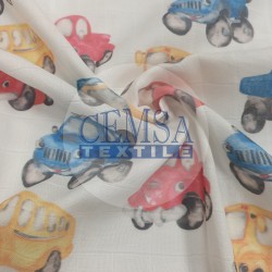 Printed Muslin | 100% Cotton | Watercolor Cars