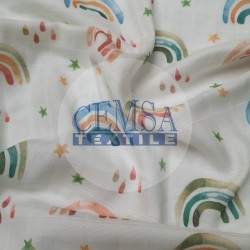 Printed Muslin | 100% Cotton | Colorful Rainbow