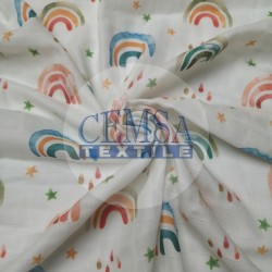 Printed Muslin | 100% Cotton | Colorful Rainbow