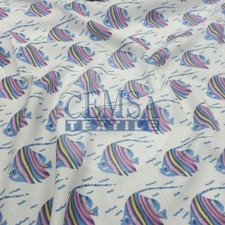 Printed Muslin | 100% Cotton | Striped Fish Printed Muslin | 100% Cotton | Striped Fish