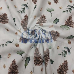 Printed Muslin | 100% Cotton | Pinecone Printed Muslin | 100% Cotton | Pinecone