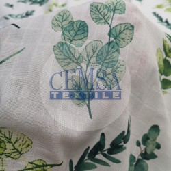 Printed Muslin | 100% Cotton | Green Leaf