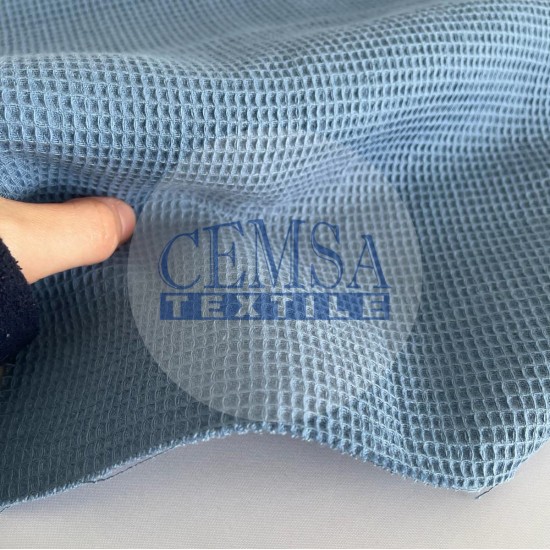 Woven Waffle 100% Cotton | 4 mm | Blue Cemsa Textile