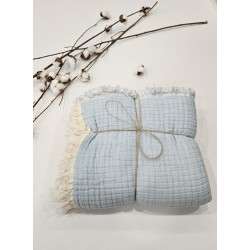 Padded (Quilted) Double-Sided Blue Muslin Baby and Kids Blanket | 110 x 110 cm