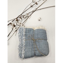 Padded (Quilted) Double-Sided Denim Blue Muslin Baby and Kids Blanket | 110 x 110 cm