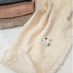 Padded (Quilted) Double-Sided Cream Muslin Baby and Kids Blanket | 110 x 110 cm