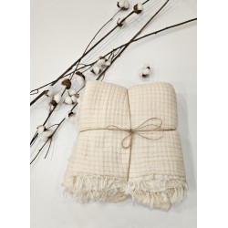 Padded (Quilted) Double-Sided Cream Muslin Baby and Kids Blanket | 110 x 110 cm