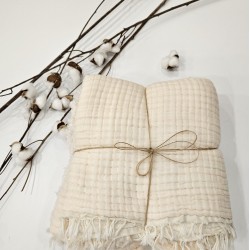 Padded (Quilted) Double-Sided Cream Muslin Baby and Kids Blanket | 110 x 110 cm