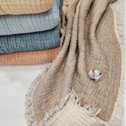 Padded (Quilted) Double-Sided Brown Muslin Baby and Kids Blanket | 110 x 110 cm