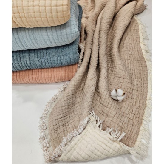Padded (Quilted) Double-Sided Brown Muslin Baby and Kids Blanket Cemsa Textile