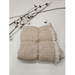 Padded (Quilted) Double-Sided Brown Muslin Baby and Kids Blanket | 110 x 110 cm