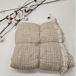 Padded (Quilted) Double-Sided Brown Muslin Baby and Kids Blanket | 110 x 110 cm