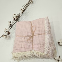 Padded (Quilted) Double-Sided Pink Muslin Baby and Kids Blanket | 110 x 110 cm