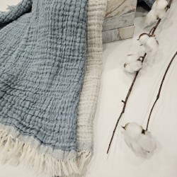 4-Layer Double-Sided Denim Blue Muslin Baby and Kids Blanket | 110 x 110 cm