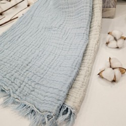 4-Layer Double-Sided Blue Muslin Baby and Kids Blanket | 110 x 110 cm