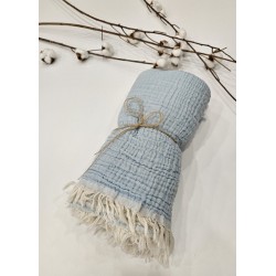 4-Layer Double-Sided Blue Muslin Baby and Kids Blanket | 110 x 110 cm